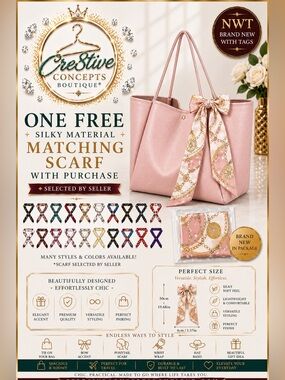 Weekender Tote Bag/Shopper Handbag Travel Purse w/FREE Handbag Scarf